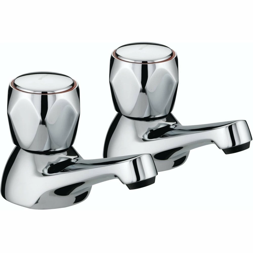 Club Budget Basin Pillar Taps With Metal Heads (Pair)