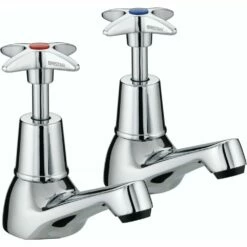 Value Cross Top Bath Pillar Taps (Pair)