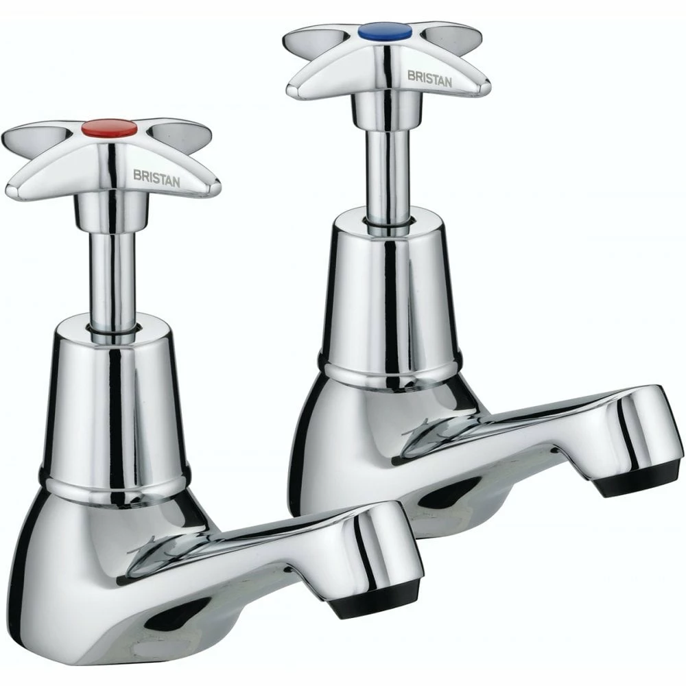 Value Cross Top Bath Pillar Taps (Pair)