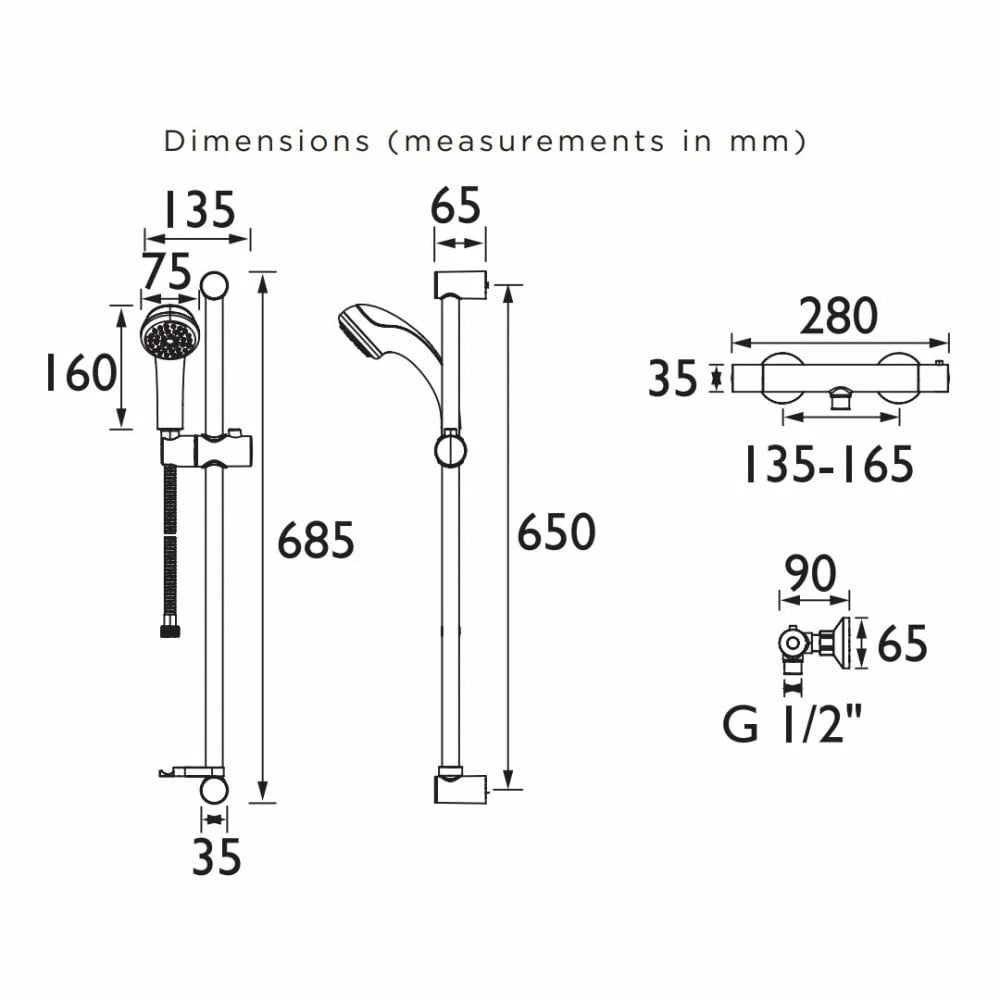 Zing Cool Touch Thermostatic Bar Shower & Kit - ZI SHxSMCT C - Image 4
