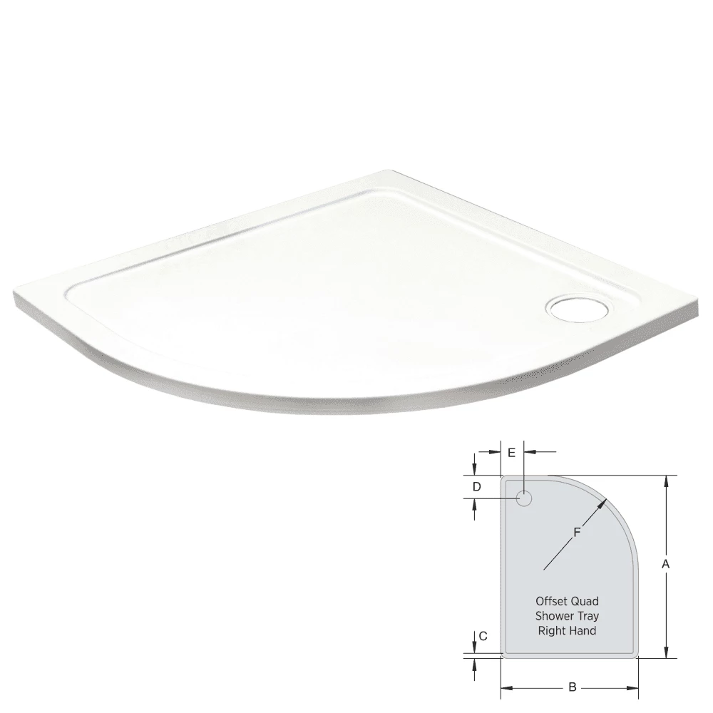 Kartell 1000mm X 800mm Offset Quadrant Low Profile Shower Tray RH