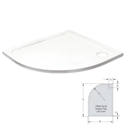Kartell 1200mm X 800mm Offset Quadrant Low Profile Shower Tray LH