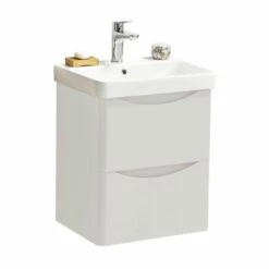 Kartell Arc 500mm Matt Cashmere 2 Drawer Wall Mounted Vanity Unit & Ceramic Basin