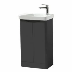 Kartell Arc 500mm Matt Graphite Floor Standing Cloakroom Vanity Unit & Basin