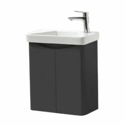 Kartell Arc 500mm Matt Graphite Wall Mounted Cloakroom Vanity Unit & Basin