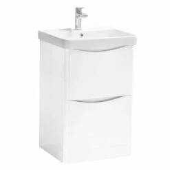 Kartell Arc 500mm White Gloss 2 Drawer Floor Standing Vanity Unit & Ceramic Basin