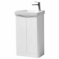 Kartell Arc 500mm White Gloss Floor Standing Cloakroom Vanity Unit & Basin