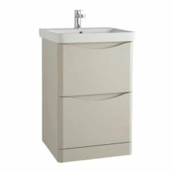 Kartell Arc 600mm Matt Cashmere 2 Drawer Floor Standing Vanity Unit & Ceramic Basin