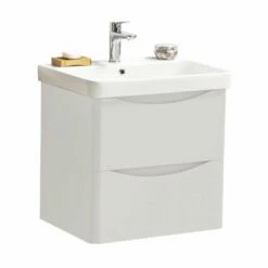 Kartell Arc 600mm Matt Cashmere 2 Drawer Wall Mounted Vanity Unit & Ceramic Basin