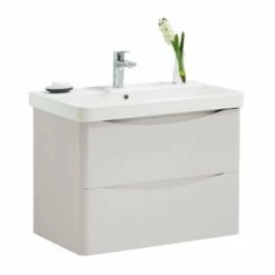 Kartell Arc 800mm Matt Cashmere 2 Drawer Wall Mounted Vanity Unit & Ceramic Basin