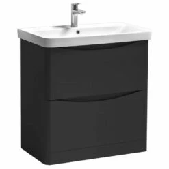 Kartell Arc 800mm Matt Graphite 2 Drawer Floor Standing Vanity Unit & Ceramic Basin