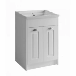 Kartell Astley 600mm Matt White Traditional 2 Door Vanity Unit & Ceramic Basin
