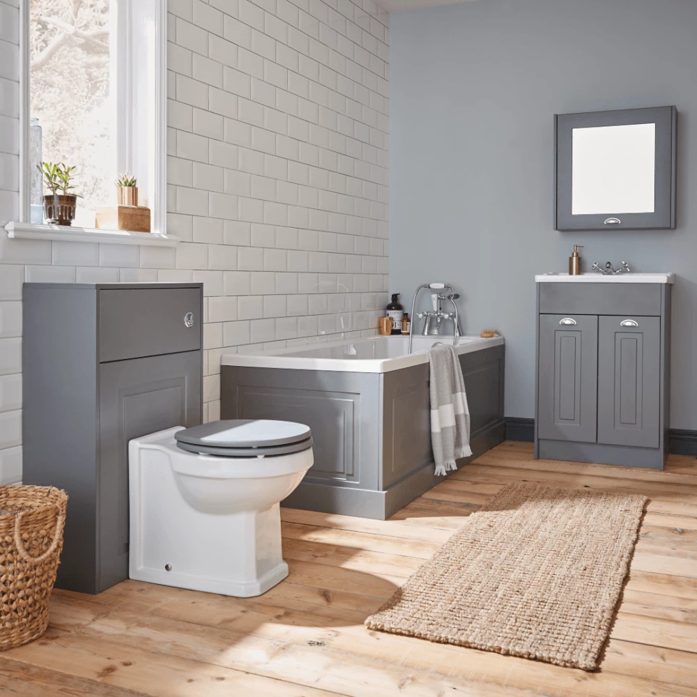 Kartell Astley 700mm Traditional Matt Grey 2-Piece Bath End Panel - Image 2