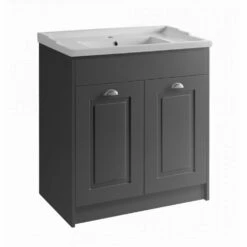 Kartell Astley 800mm Matt Grey Traditional 2 Door Vanity Unit & Ceramic Basin