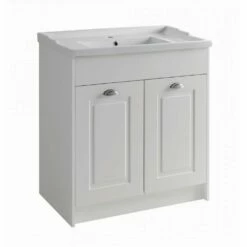 Kartell Astley 800mm Matt White Traditional 2 Door Vanity Unit & Ceramic Basin