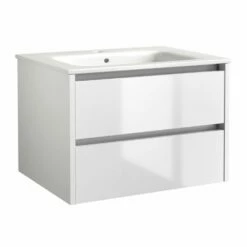 Kartell City 800mm White Gloss 2 Drawer Wall Mounted Vanity Unit & Ceramic Basin