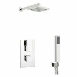 Kartell Element Chrome Concealed Thermostatic Shower Valve Diverter With Hand Shower & Fixed Overhead Drencher