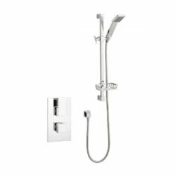 Kartell Element Chrome Concealed Thermostatic Shower Valve With Adjustable Slide Rail Kit
