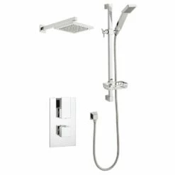 Kartell Element Chrome Concealed Thermostatic Shower Valve With Diverter, Adjustable Slide Rail & Fixed Overhead Drencher