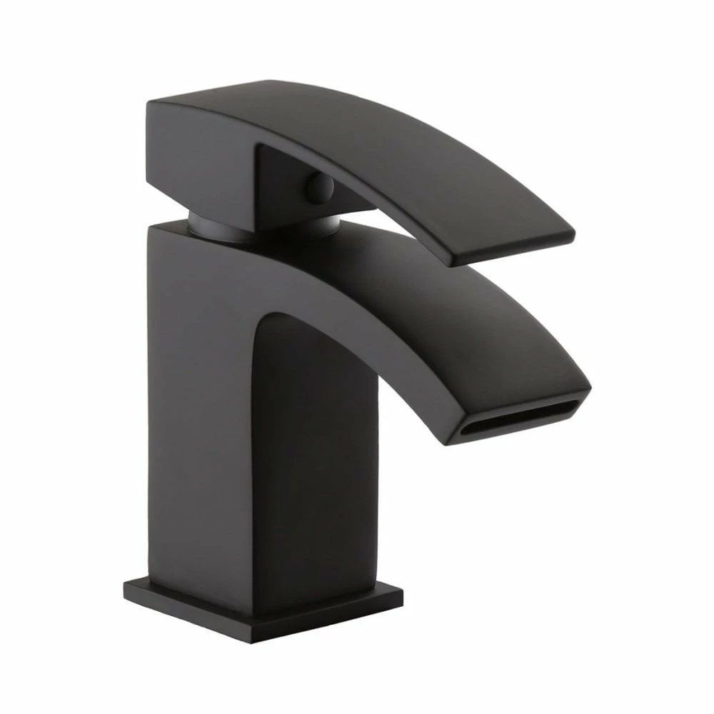 Kartell Fiuto Nero Matt Black Mono Basin Mixer Tap & Click Waste
