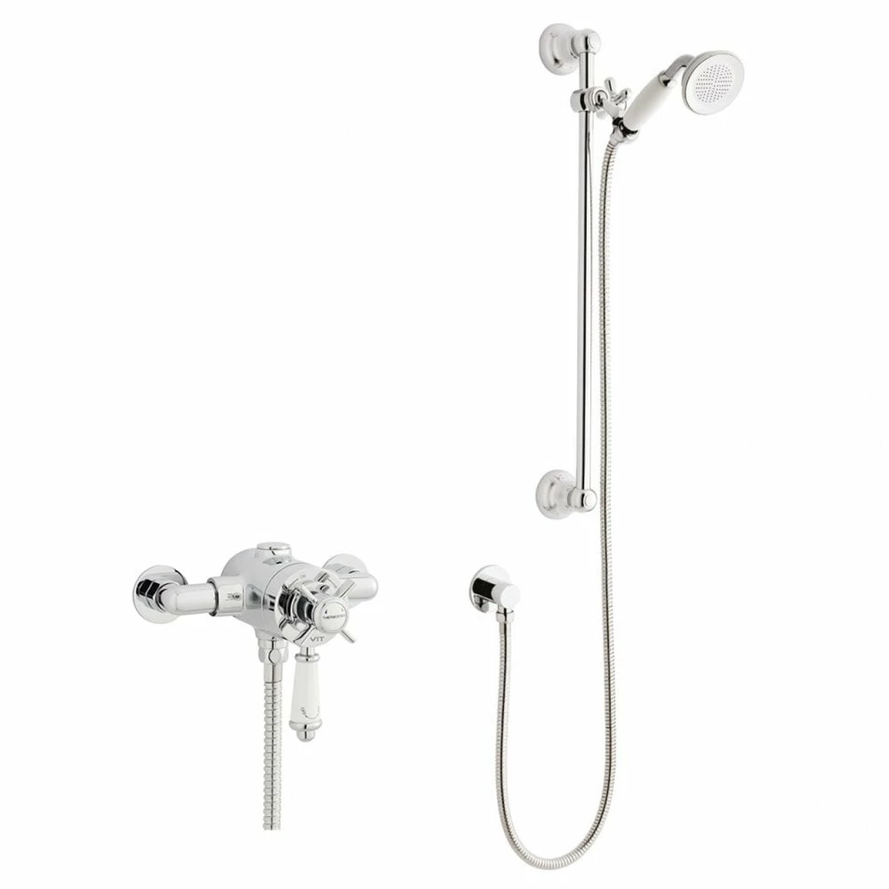 Kartell Klassique Chrome Exposed Thermostatic Shower Valve With Adjustable Slide Rail Kit