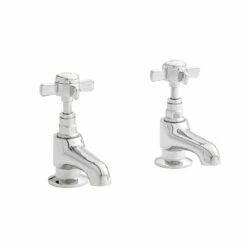 Kartell Klassique Pair Basin Pillar Taps Polished Chrome