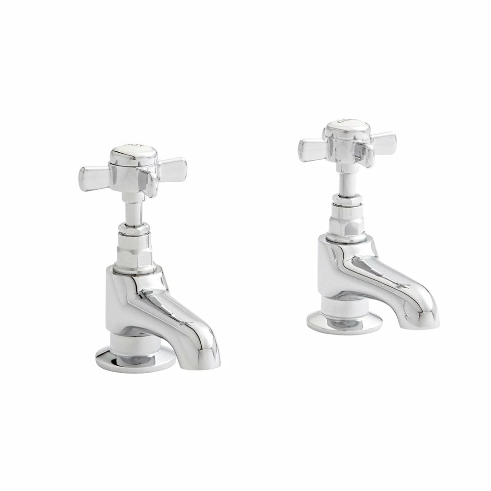 Kartell Klassique Pair Basin Pillar Taps Polished Chrome