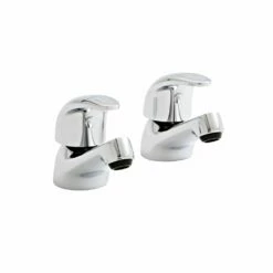 Kartell Koral Pair Basin Pillar Taps Polished Chrome