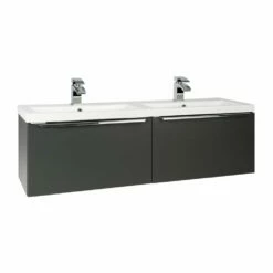 Kartell Kore 1200mm Matt Dark Grey Wall Mounted Single Drawer Unit & Ceramic Basin