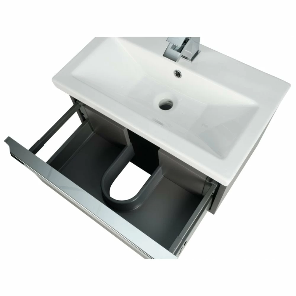 Kartell Kore 1200mm Sonoma Oak Wall Mounted Single Drawer Unit & Ceramic Basin - Image 3