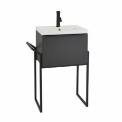 Kartell Kore 500mm Matt Dark Grey Wall Mounted Drawer Unit With Modern Black Frame