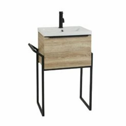 Kartell Kore 500mm Sonoma Oak Wall Mounted Drawer Unit With Modern Black Frame