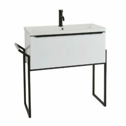 Kartell Kore 800mm White Gloss Wall Mounted Drawer Unit With Modern Black Frame