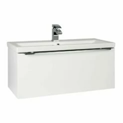 Kartell Kore 800mm White Gloss Wall Mounted Single Drawer Unit & Ceramic Basin