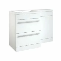 Kartell Matrix 1100mm White Gloss 2 Drawer L Shaped Combination Basin WC Unit - Left Hand