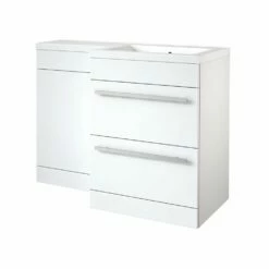 Kartell Matrix 1100mm White Gloss 2 Drawer L Shaped Combination Basin WC Unit - Right Hand