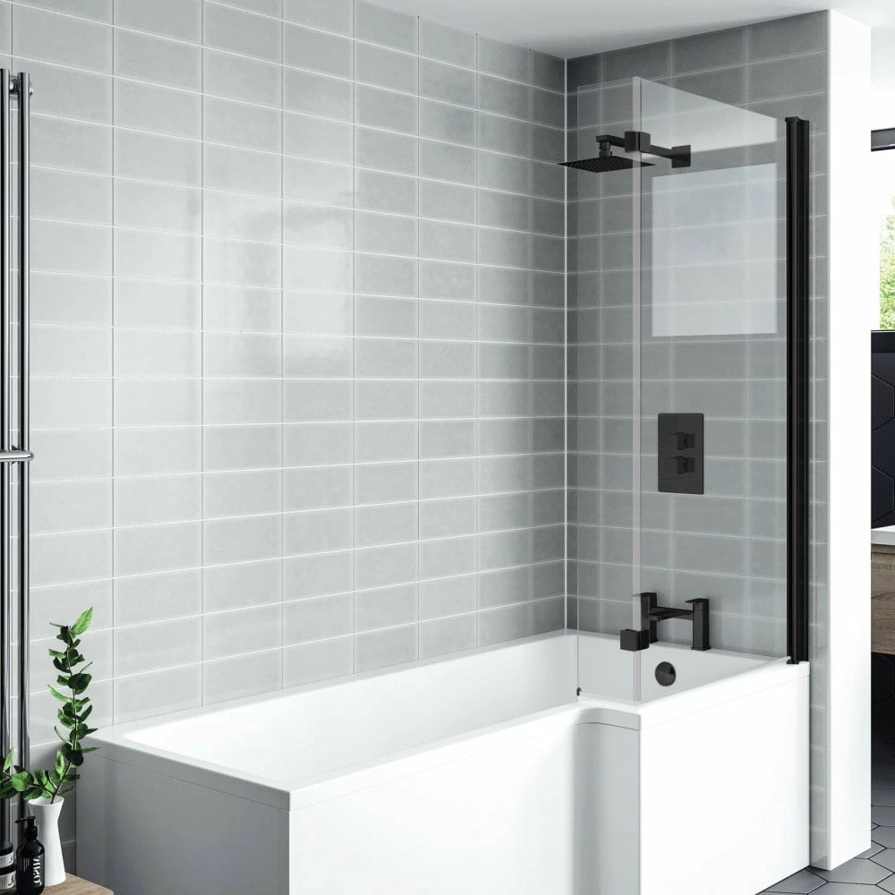 Kartell Nero L Shaped Shower Bath Screen