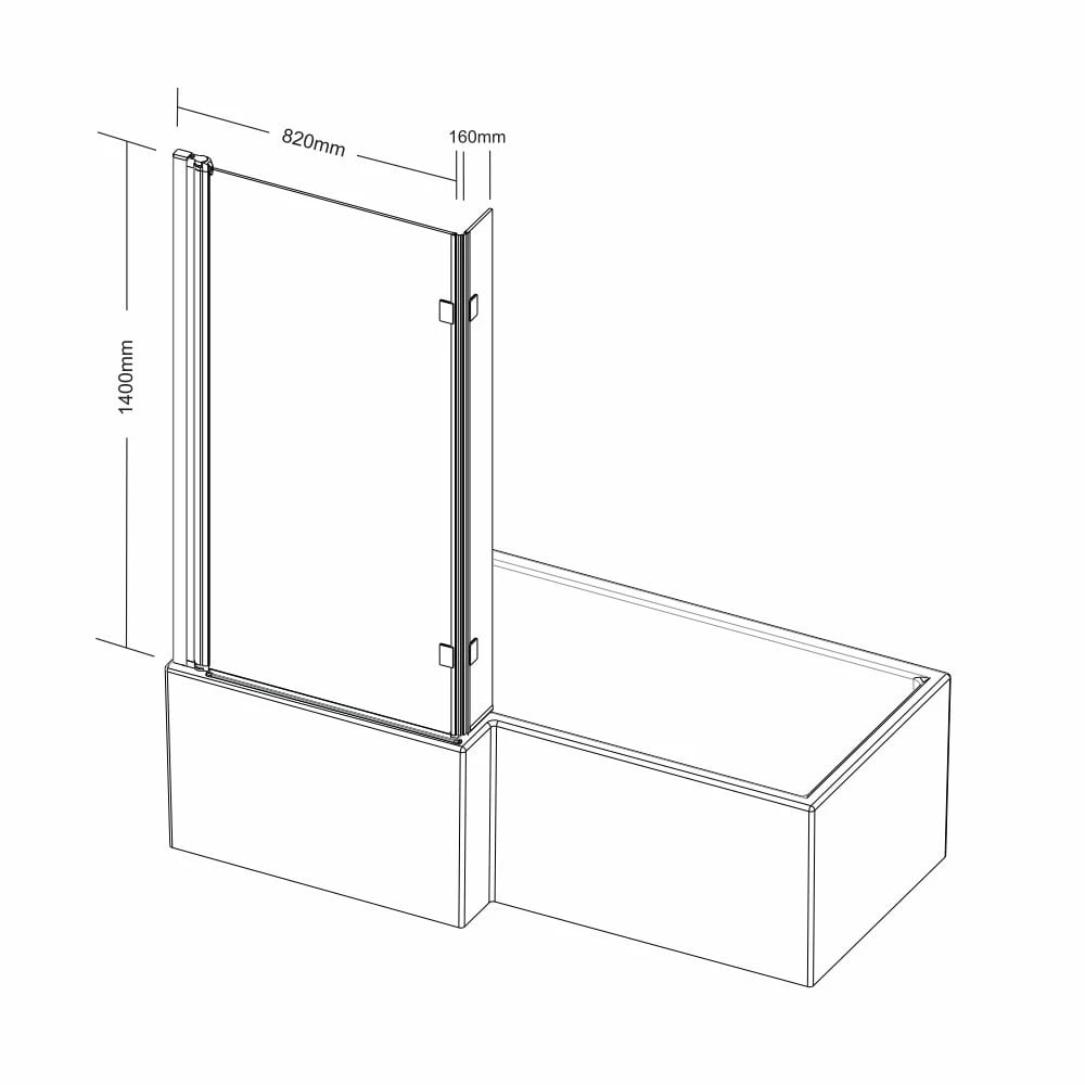 Kartell Nero L Shaped Shower Bath Screen - Image 2
