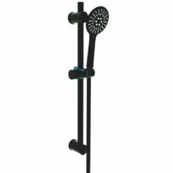 Kartell Nero Round Matt Black Adjustable Slide Rail Kit With Handset & Hose