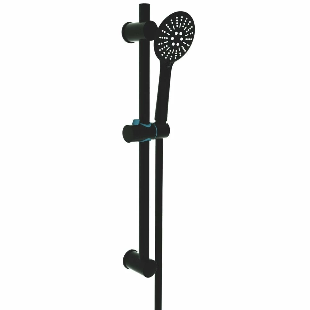 Kartell Nero Round Matt Black Adjustable Slide Rail Kit With Handset & Hose