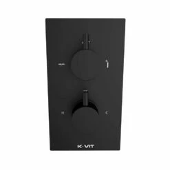 Kartell Nero Round Matt Black Concealed Thermostatic Shower Valve With Diverter