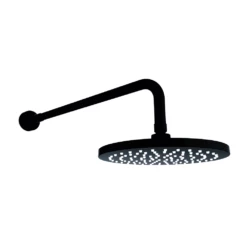 Kartell Nero Round Matt Black Drench Shower Head & Wall Mounted Fixed Arm