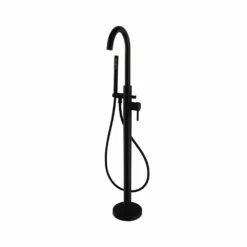 Kartell Nero Round Matt Black Freestanding Bath Shower Mixer Tap