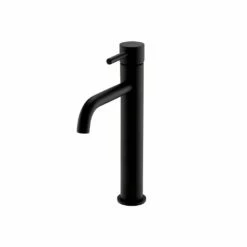 Kartell Nero Round Matt Black Hi-Rise Mono Basin Mixer Tap