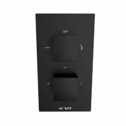 Kartell Nero Square Matt Black Concealed Thermostatic Shower Valve With Diverter