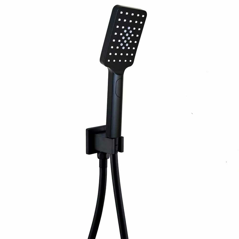 Kartell Nero Square Matt Black Wall Bracket With Handset & Hose - Image 2