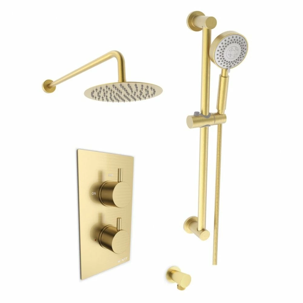 Kartell Ottone Brass Concealed Thermostatic Shower Valve Diverter With Adjustable Slide Rail & Fixed Overhead Drencher