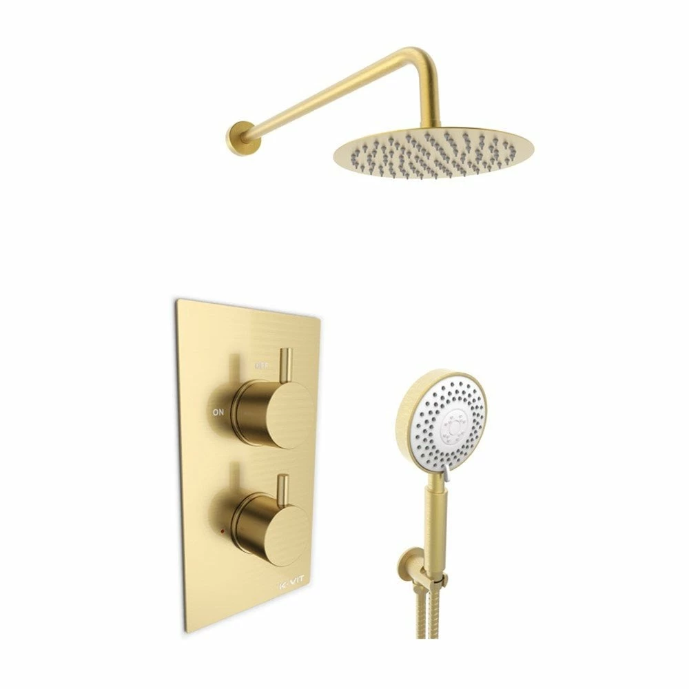 Kartell Ottone Brass Concealed Thermostatic Shower Valve Diverter With Hand Shower & Fixed Overhead Drencher