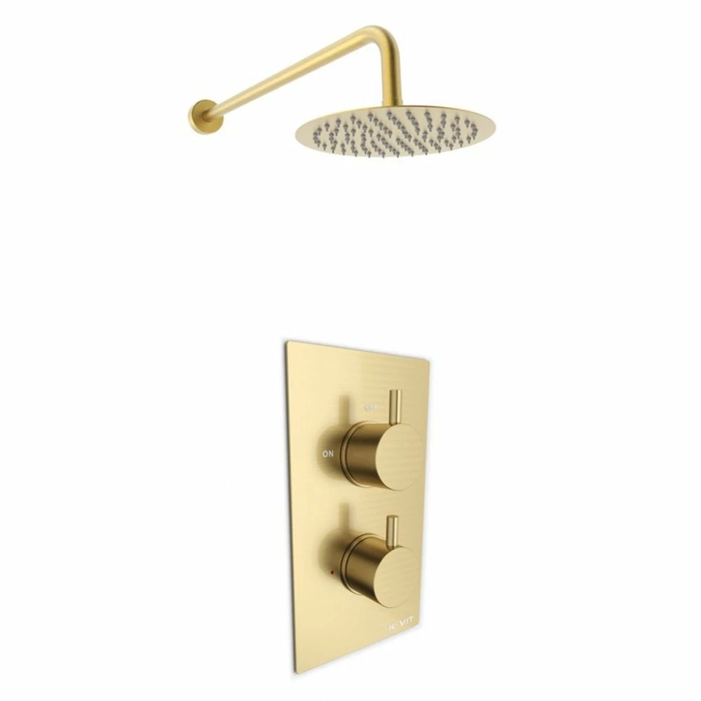 Kartell Ottone Brushed Brass Concealed Shower Valve & Fixed Drencher Head