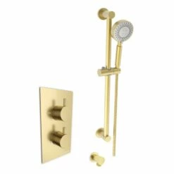 Kartell Ottone Brushed Brass Concealed Shower Valve With Adjustable Slide Rail Kit